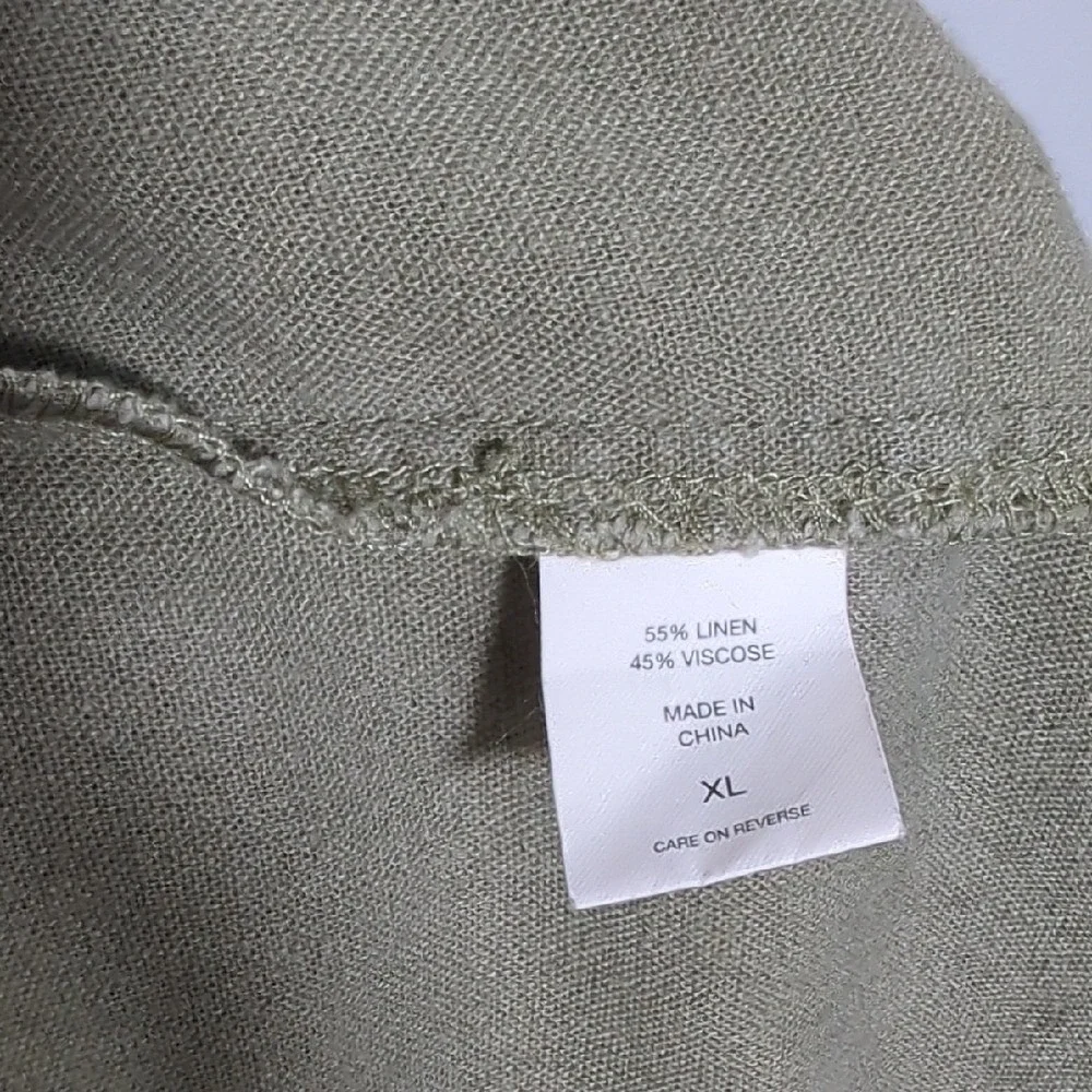 Vintage 90's Y2K Olive Green Military Style Utility‎ Jacket Chore Coat Linen XL